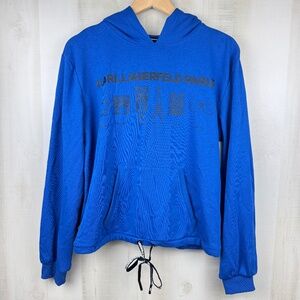 NWT Karl Lagerfeld Women's Blue Hoodie Pullover Paris Landmarks Small Retail $79